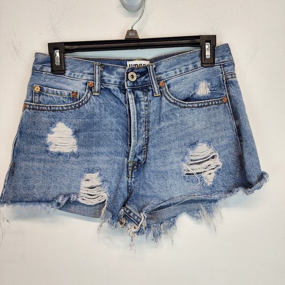 Umgee High Rise Cutoff Denim Shorts Size 28 Distressed Ripped 100% Cotton Casual - Picture 1 of 10